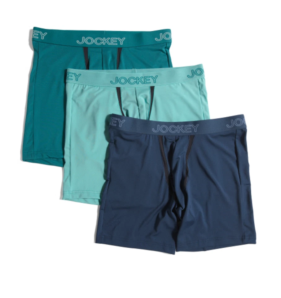 Paquete de 3 calzoncillos boxer elásticos sin rozaduras para hombre Jockey (verde marino) ropa interior Foto 2 de 4