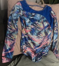 Future Star girls long sleeve blue leotard, long, size Medium M