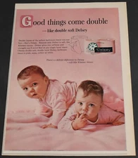 1963 Print Ad Kleenex Tissue Soft Delsey Toilet Paper Good Things Double Twins