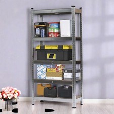 5-Tier Heavy Duty Metal Shelving Garage Shelves Utility Rack Adjustable Lt. Galv