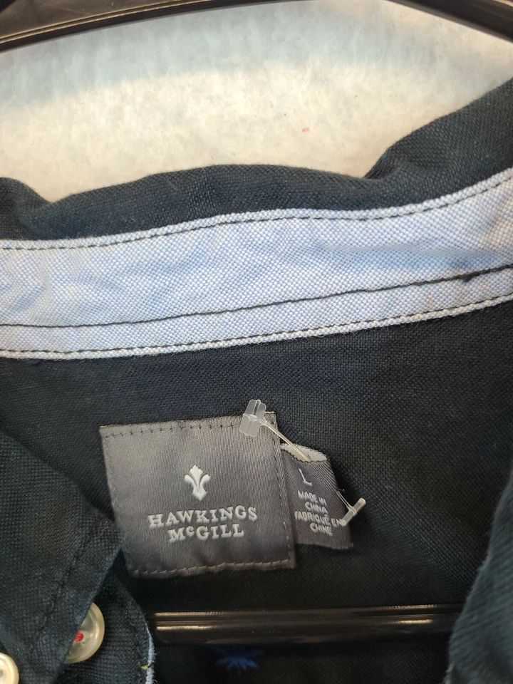 Hawkings McGill Black Marijuana Leaf Long Sleeve Button Down Shirt Mens Large - Image 2 of 4