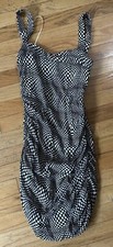 Urban Outfitters UO Claira Ruched Bodycon Mini Dress Charcoal XS Black/white