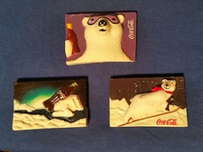 Coca Cola Lot of 3 - 3"x2" Coke Polar Bear Rubber Magnets