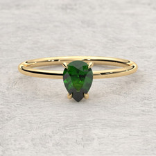Anello a goccia in vetro tsavorite placcato oro solitario tsavorite anello di fidanzamento