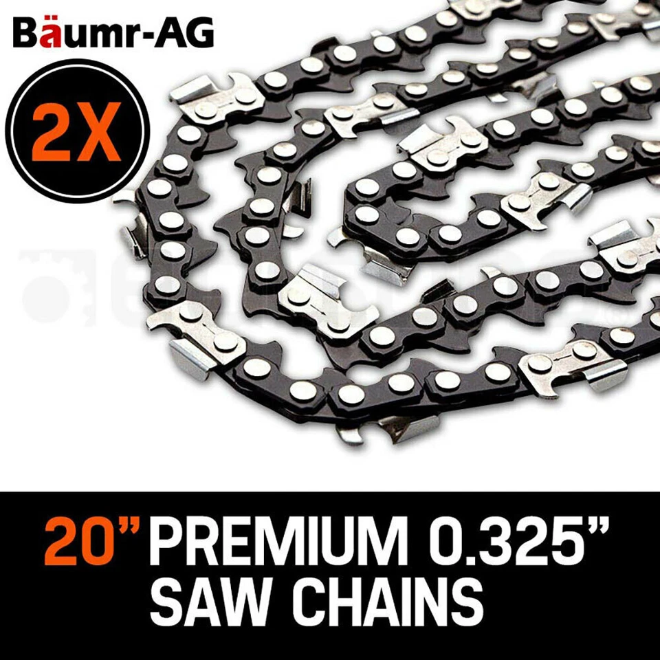 2 X 20" BAUMR-AG CHAINSAW CHAIN 20in Bar Spare Replacement Suits 62cc 66cc Saws