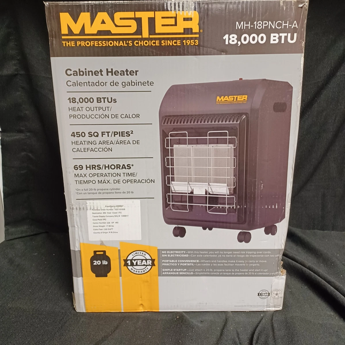BRAND NEW Master Low-Profile 18,000 BTU Portable Cabinet Heater,  MH-18-PNCH-A | eBay