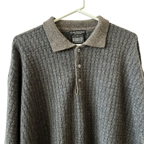 CLAN DOUGLAS SWEATER MEN XXL CASHMERE WOOL VTG SCOTLAND HENLEY CLASSIC PREPPY - Picture 2 of 12