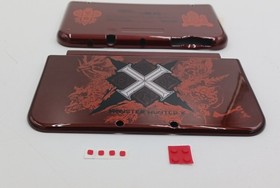 New Nintendo 3ds Xl LL Monster Hunter X Replacement Outside Shells+Rubbers+Label