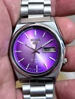 Vintage Seiko 5 Sports Purple Sunburst Dial. Refurbished  7009A Movement