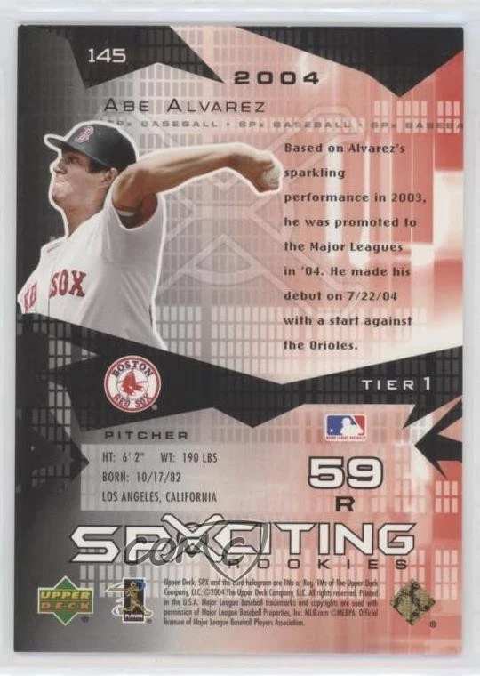 2004 SPx SPXciting Rookies Tier 1 Spectrum /25 Abe Alvarez #145 Rookie RC - Image 2 of 2