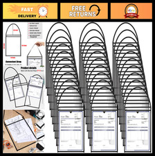 50 Pack Job Ticket Holders - 9x12 Inch Clear Plastic Work Order Pockets with Str