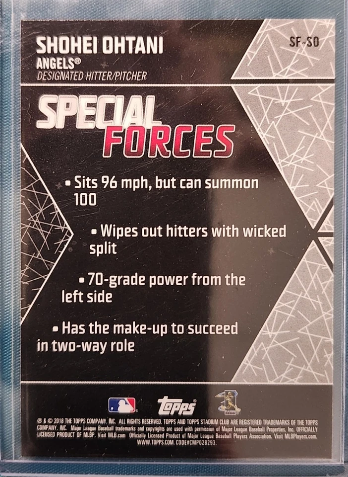 Shohei Ohtani RC - 2018 Stadium Club Special Forces #SF-SO - Image 2 of 2