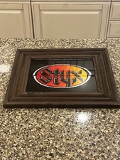 1980's Styx Carnival Glitter Mirror Wood Frame 14.5x13 Man Cave