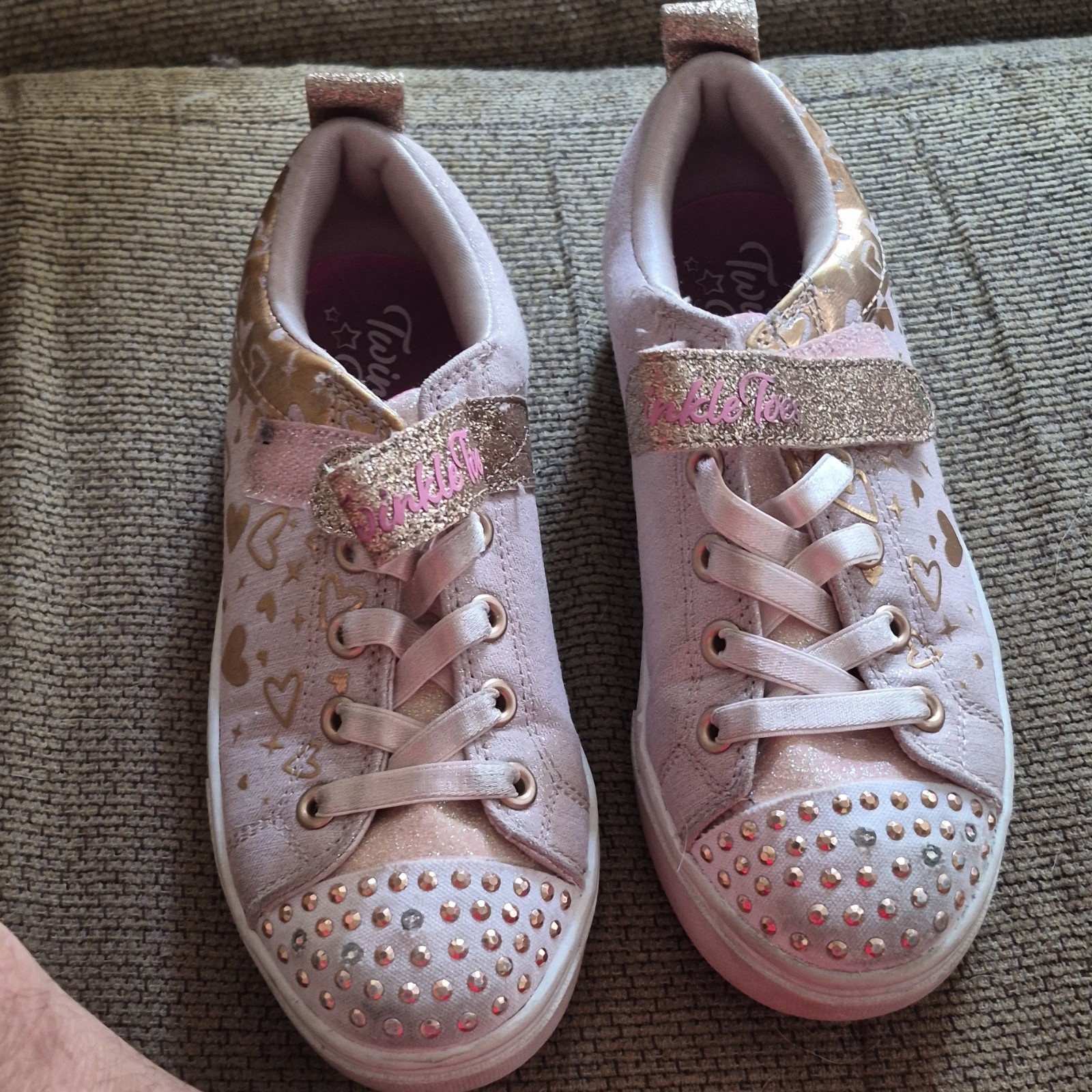 Pink Gold Glitter Hearts Size 13