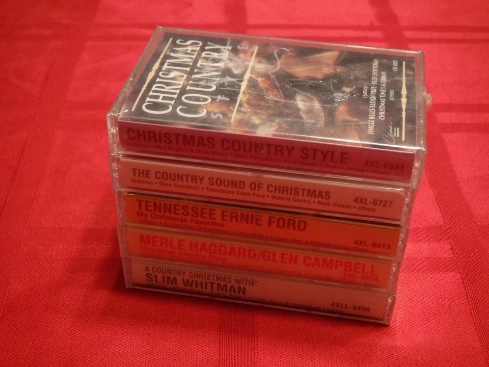 Set 5 Country Christmas Cassettes SEALED NOS Haggard Campbell Ford Whitman Owens - Image 2 of 4