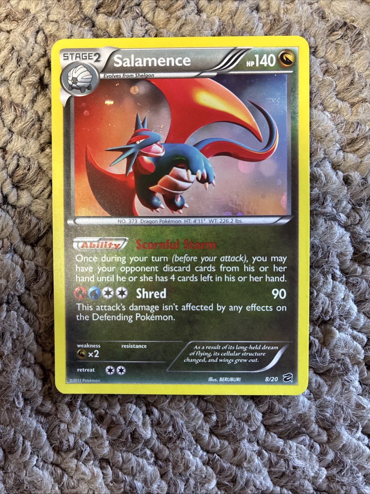 ⁠Pokemon Salamence Holo 8/20 Black & White Dragon Vault Rare Card LP