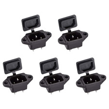 C14 Panel Mount Plug Adapter AC 250V 10A 3Pins IEC Inlet Module Plug Socket 5Pcs