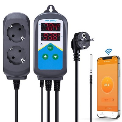 Inkbird WIFI Thermostat Dualzeitzyklus Alarmfunktion 2 Steckdosen Heizen
