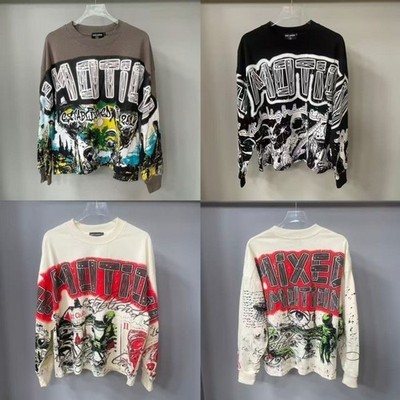 Mixed Emotion - American-style street retro print hip-hop long-sleeved T-shirt