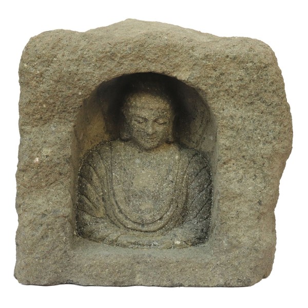"Exklusive Buddha-Figur \"Cave\" 40Cm Steinfigur Naturstein, Garten-Deko, Frostfest"-image