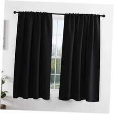 Shortout Curtains for Kitchen Over Sink 45 inch 42"W x 45"L Pack of 2 Black
