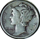 1943 P MERCURY DIME - 90% SILVER - 17.9 mm - 2.50 g - DM 068