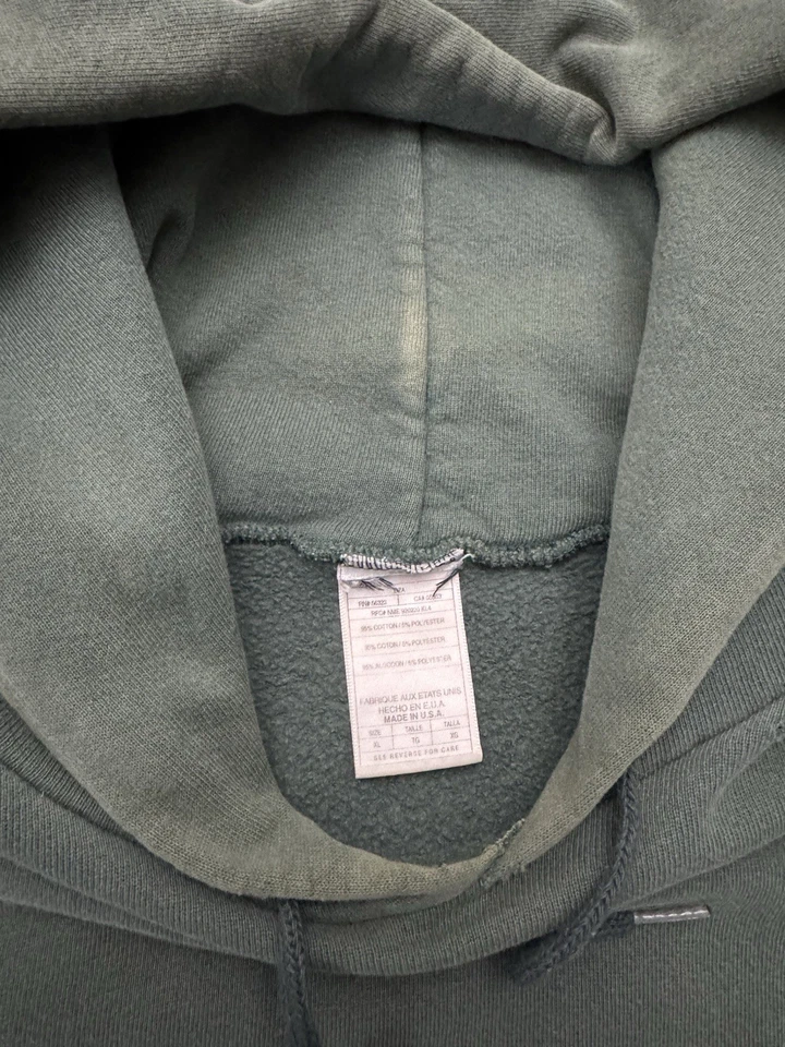 复古 90 年代空白褪色绿色宽松大码连帽衫 XL — 第 4/4 张图片