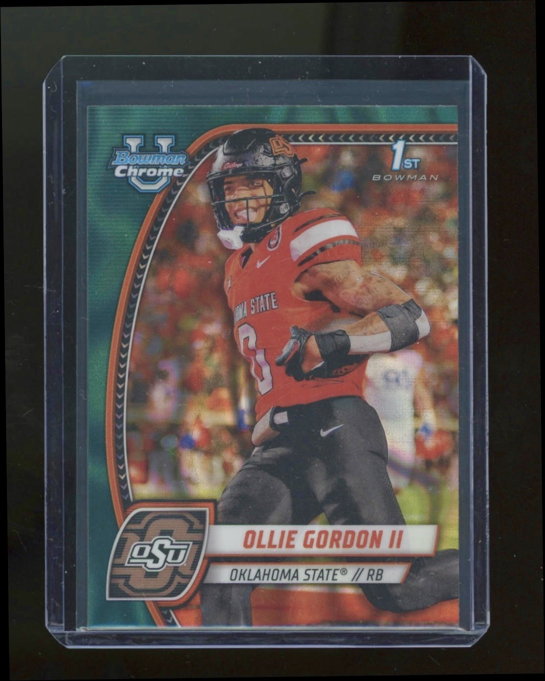 Ollie Gordon 2024 Bowman University Chrome Teal Lava Refractor 1st Prospect Card