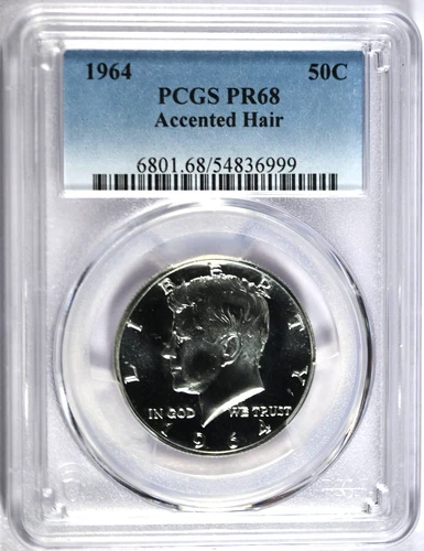 1964 PCGS PR68 Accented Hair Kennedy Half-Great Kennedy Variety!!!