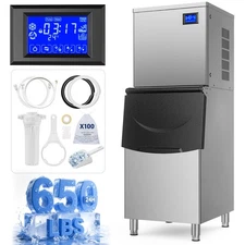 Commercial Ice Maker 650Lbs/24H Under Counter Ice Machine, 450LBS Storage Bin