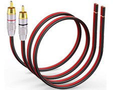 2 Pack Speaker Bare Wire Cables to RCA Plugs Adapter Repair Audio Cord, Heavy 14