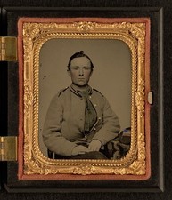 Confederate Soldier United States 1860s 1st National Flag Kepi Portrait