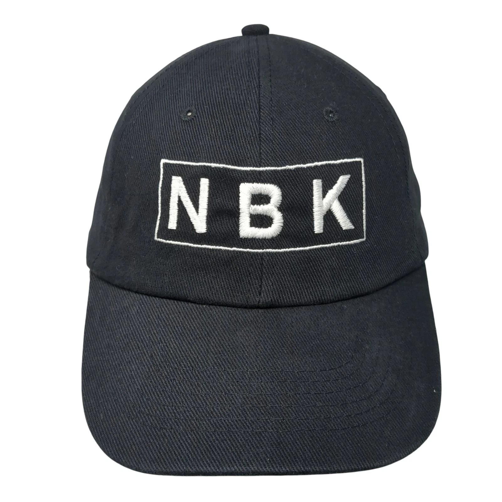 NBK Slideback Baseball Cap Black One Size Adjustable Embroidered Vented Holes