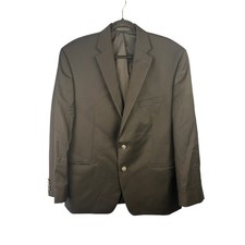 Lauren Ralph Lauren Mens Black Wool Blazer SZ44R Silver Embossed Buttons Career