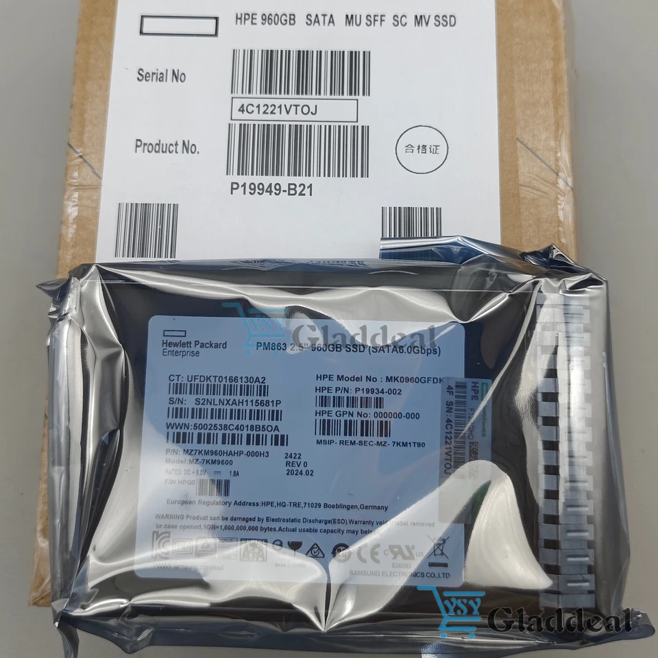 P19949-B21 P21089-001 HPE 960GB SATA 6G MU 2.5" SFF SC DS SSD HPE Retail NEW - Image 2 of 4