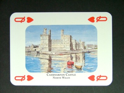 1 x Spielkarte Maler M C Smith Caernarfon Castle North Wales Queen of Hearts