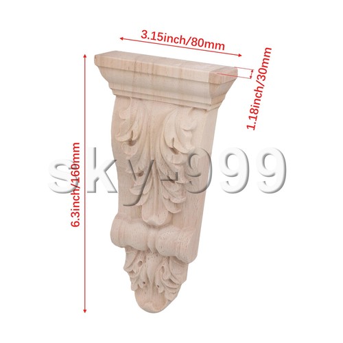Antique Unfinished Wooden Carving Corbels F46 3.15" x 0.98" x 6.3" Pack of 20 - Imagen 4 de 6