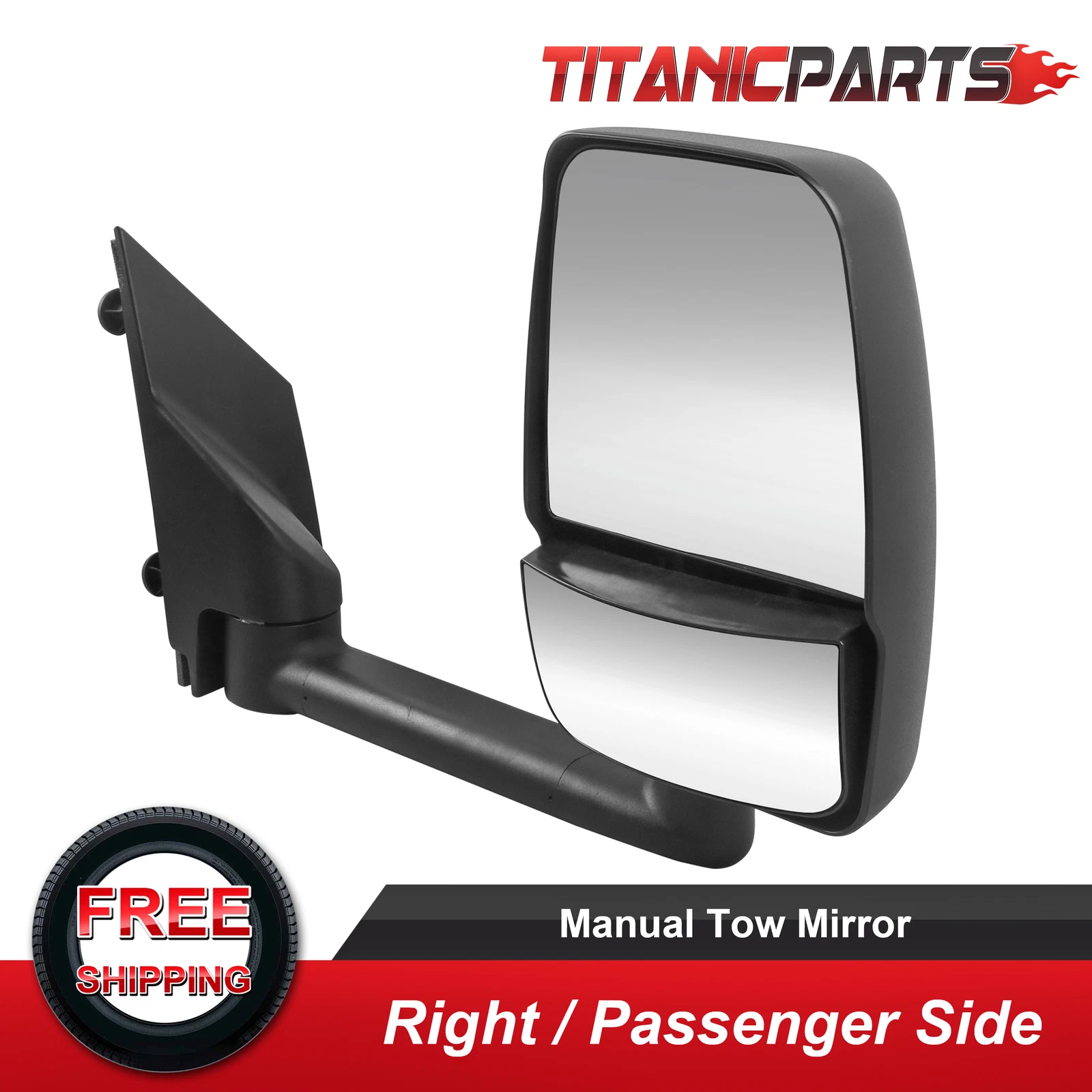 Passenger Side Manual Tow Mirror For 2003-2017 Chevrolet Express GMC Savana Van