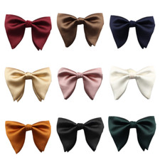 Men Solid Color Pre-tied Big Bowtie Cow Horn Shape Adjustable Oversize Bow Tie