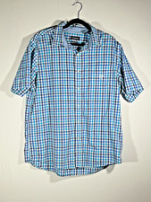 Chaps Shirt Men Size X-Large Easy Care Plaid Button Up Short Sleeve Cotton Blend