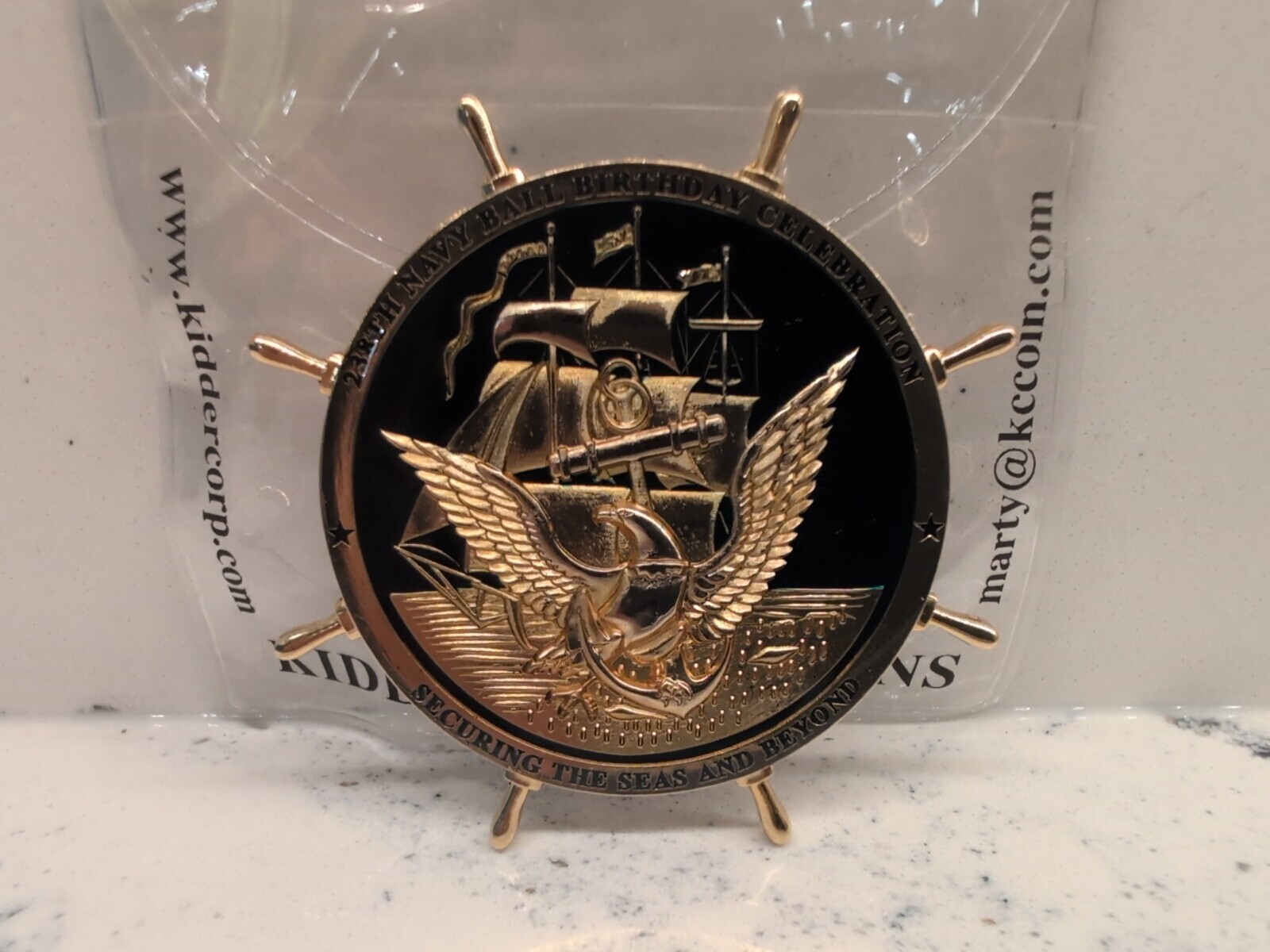 US Navy Challenge Coin 238th Anniversary Ball Ships Wheel-image