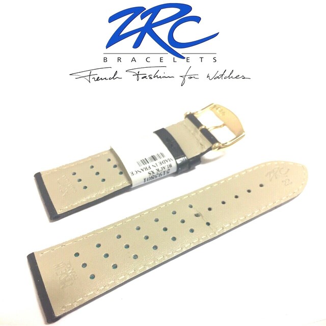 22mm ZRC ROCHET 5193801 BLACK HIGH GRADE CROCO GRAIN SEMIGLOSS SHORT
