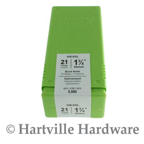 GREX #H8/45L 1-3/4"" 21 Gauge Brads - 5M