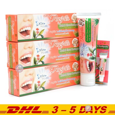 ISME RASYAN Herbal Clove Toothpaste w Aloe Vera & Guava Leaf 100g x 3 + 1 Sample