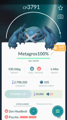 Pokemon Trade GO - Metagross Level 40 & 2nd Charged move unlocked for PVP Master