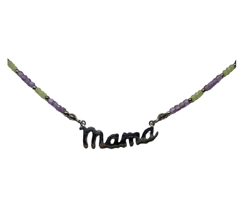 Collar Mama Plata Piedras Color