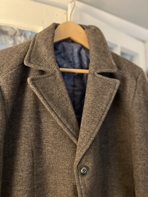 Jingpinfushi Mens Classic Wool Blend Button Grey Overcoat/Trench