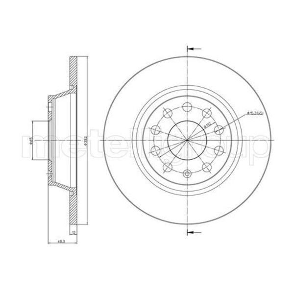 Metelli 2X Bremsscheibe Hinten Ø282 Mm Voll FüR VW Golf V 1K1 1.4 16V 1.6-image