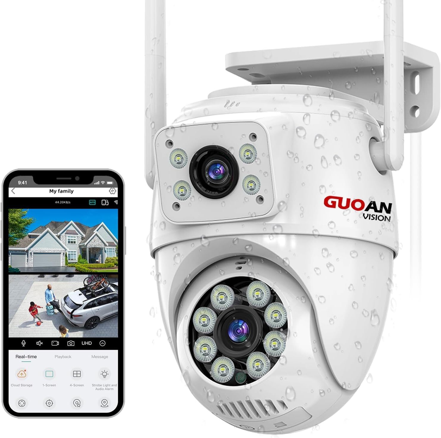 Security Camera Outdoor,【6MP Dual Lens】 WiFi Wireless Outside SJ1-White-image