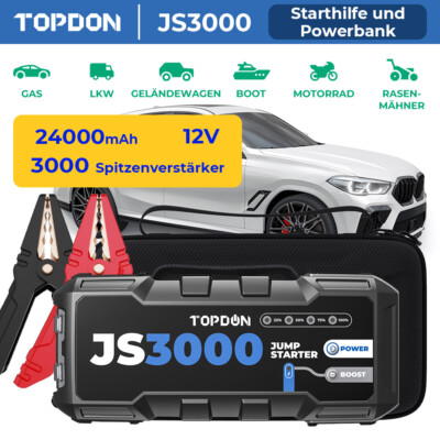 TOPDON JS3000 Starthilfe Booster Powerbank Starthilfe, Powerbank, Taschenlamp DE